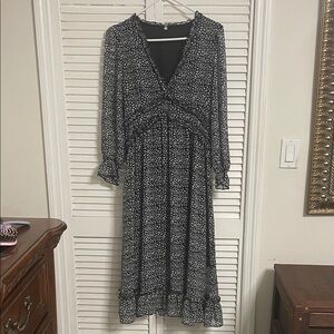 Elegant Black and White Floral Dress